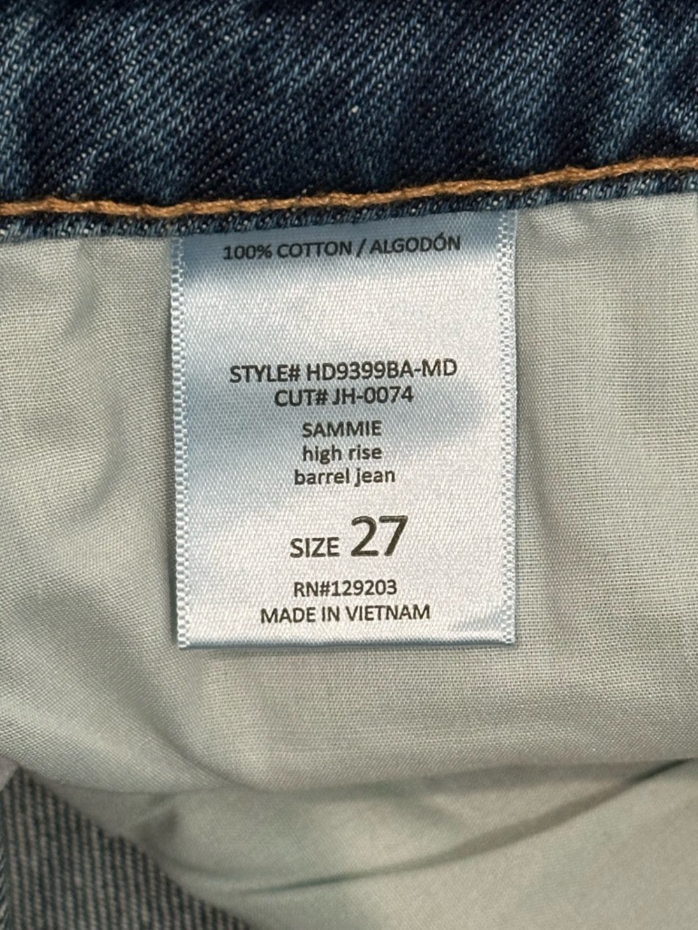 Hidden Sammie High Rise Barrel Jean Size 27 - Picture 6 of 12